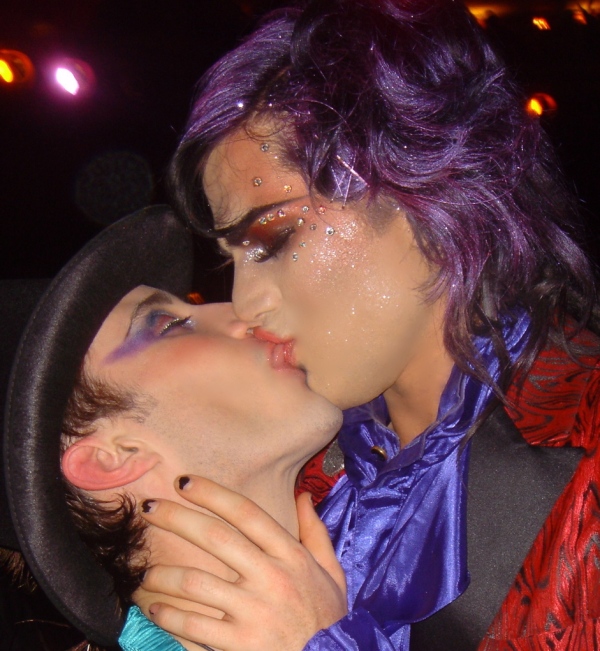 Adam Lambert in drag with friend